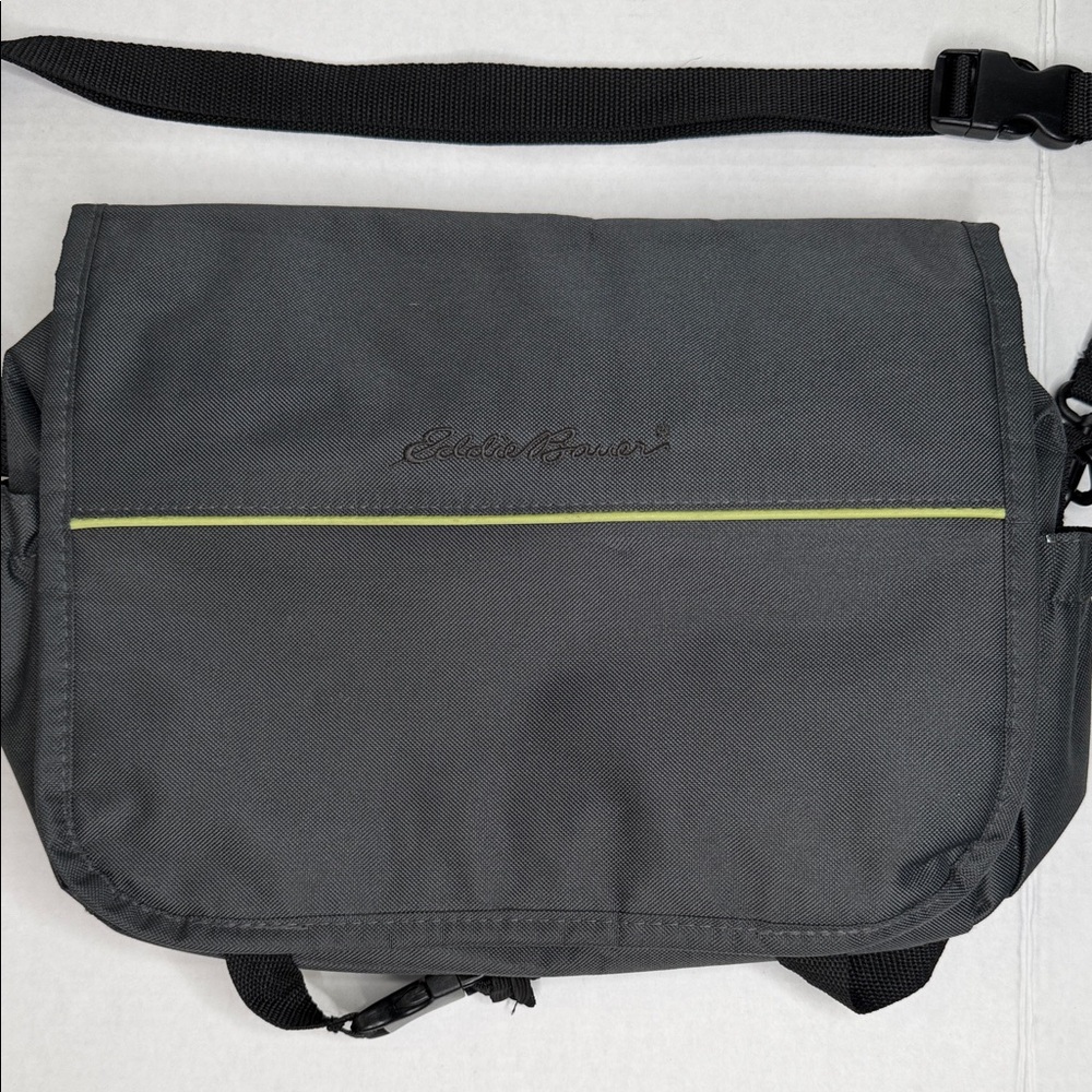 Eddie Bauer Gray Messenger Cooler Bag with Lime Trim